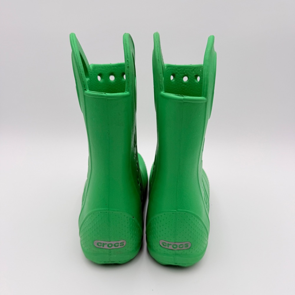 Crocs Rain Boot Handle It Kids J1 Green Waterproof Lightweight Outdoors School - Picture 3 of 9
